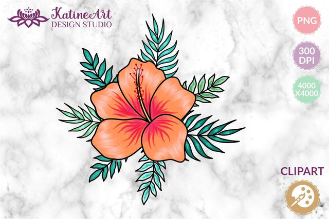 Hibiscus flower tropical floral hawaii clipart sublimation. Sublimation KatineArt 