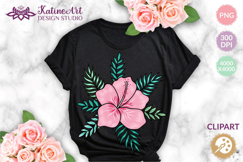 Hibiscus flower tropical floral hawaii clipart sublimation. Sublimation KatineArt 