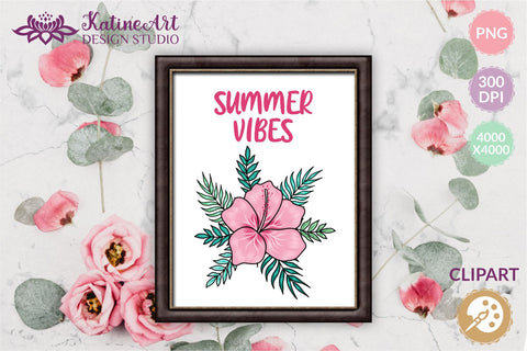 Hibiscus flower tropical floral hawaii clipart sublimation. Sublimation KatineArt 