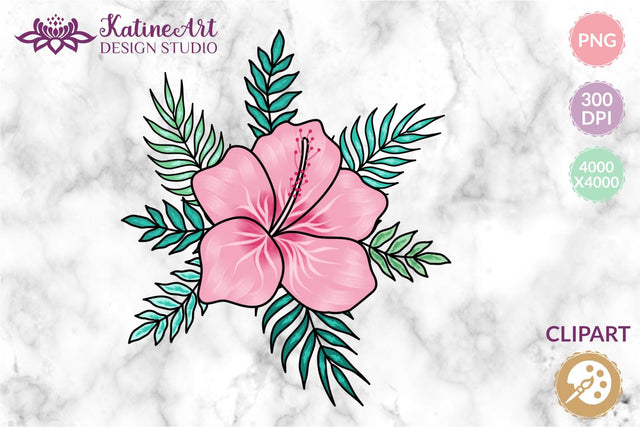 Hibiscus flower tropical floral hawaii clipart sublimation. Sublimation KatineArt 