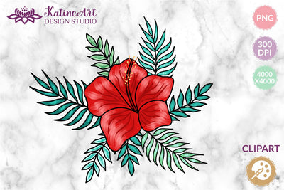 Hibiscus flower tropical floral hawaii sublimation clipart png. Sublimation KatineArt 