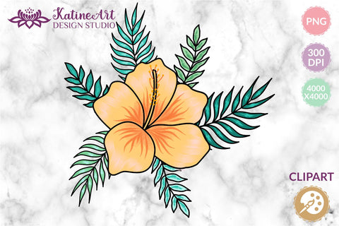 Hibiscus flower tropical floral hawaii sublimation clipart png Sublimation KatineArt 
