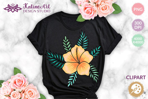 Hibiscus flower tropical floral hawaii sublimation clipart png Sublimation KatineArt 