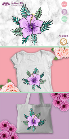 Hibiscus flower tropical floral hawaii sublimation clipart png Sublimation KatineArt 