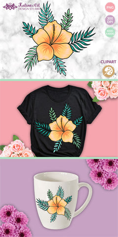 Hibiscus flower tropical floral hawaii sublimation clipart png Sublimation KatineArt 