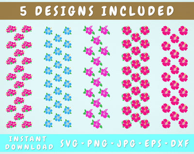 Hibiscus Glitter Pen Wraps - 5 Designs SVG HappyDesignStudio 