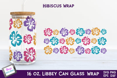 Hibiscus Libbey Can Glass Wrap SVG | 16 oz. Summer Can Glass SVG Stacy's Digital Designs 