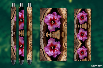 Hibiscus on Bark Pen Wrap | Sublimation Sublimation SvgOcean 