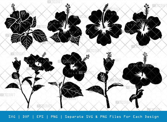 Hibiscus SVG Cut Files | Hibiscus Silhouette | Tropical Flower Svg | Hawaian Svg | Flower Svg | Floral Svg | Hibiscus Bundle SVG ETC Craft 