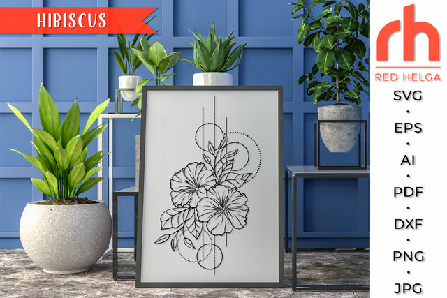 Hibiscus SVG - Geometric Flower Cut File SVG RedHelgaArt 