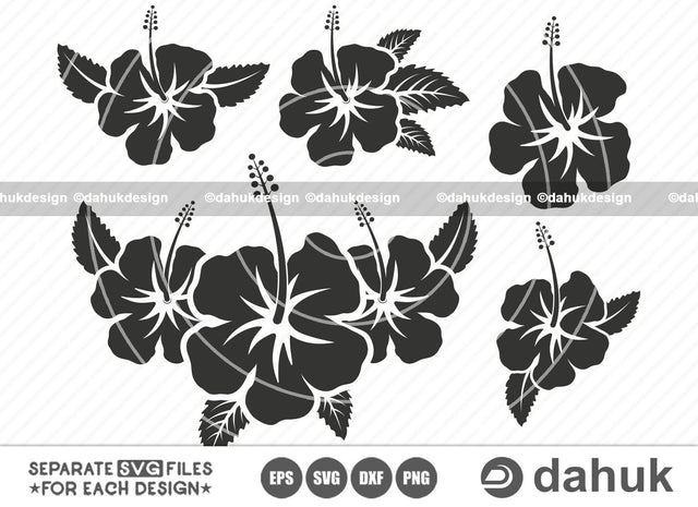 Hibiscus SVG, Tropical svg, Flower SVG, Hibiscus Flower svg, Cut file, for silhouette, clipart, cricut design space, vinyl cut files SVG dahukdesign 