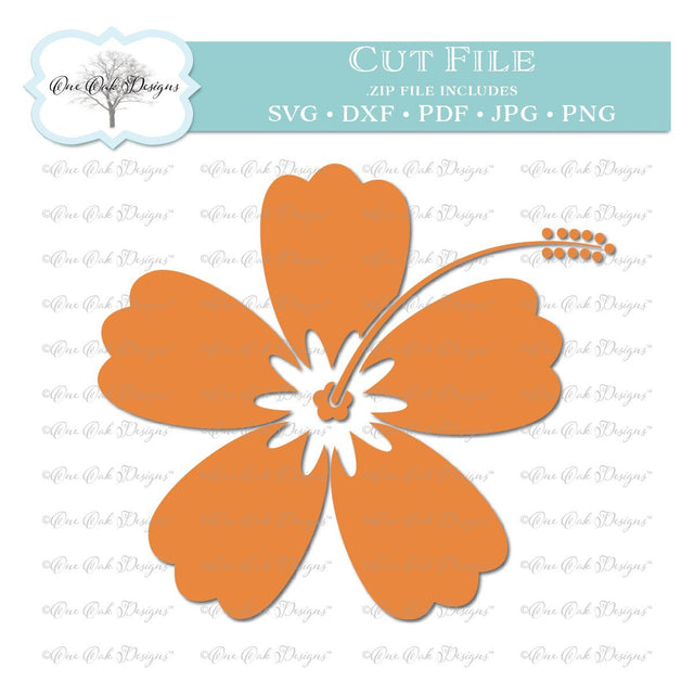 Hibiscus Tropical Flower SVG One Oak Designs 