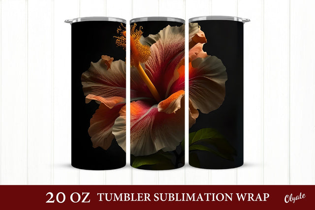 Hibiscus Tumbler Sublimation. Flower Tumbler Wrap Sublimation Olga Terlyanskaya 