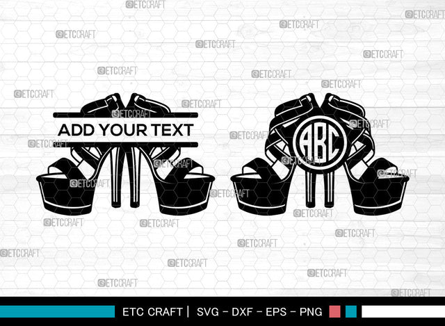 High Heels Monogram SVG, Womens Shoes Svg, Stiletto Heels Svg, Split Monogram Svg, High Heels Svg SVG ETC Craft 