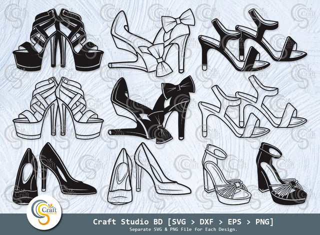 High Heels Silhouette, Womens Shoes Svg, Stiletto Heels Svg, Louboutin heels Svg, High Heels Svg Bundle SVG ETC Craft 