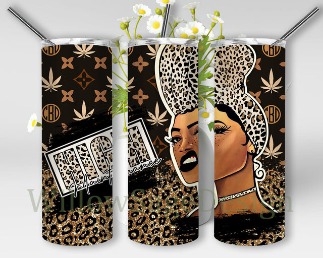High Maintenance Design Png, Black Girl 20oz Skinny Tumbler, Leopard Tumbler Wrap, Monogram C B D Tumbler Png, Weed Sublimation Design, Digital Download Sublimation WillowSageDesign 