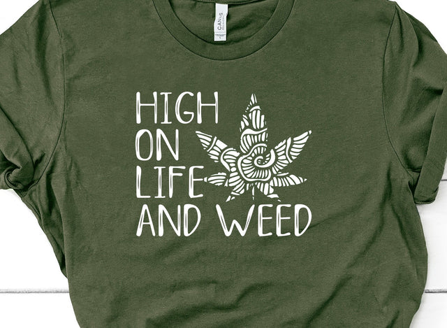 High on Life and Weed Marijuana Leaf Mandala Adult SVG Design | So Fontsy SVG Crafting After Dark 