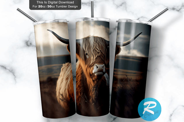 Highland Cow 20 oz / 30 oz Skinny Tumbler Sublimation Regulrcrative 