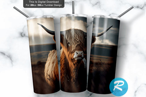 Highland Cow 20 oz / 30 oz Skinny Tumbler Sublimation Regulrcrative 