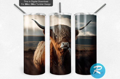 Highland Cow 20 oz / 30 oz Skinny Tumbler Sublimation Regulrcrative 