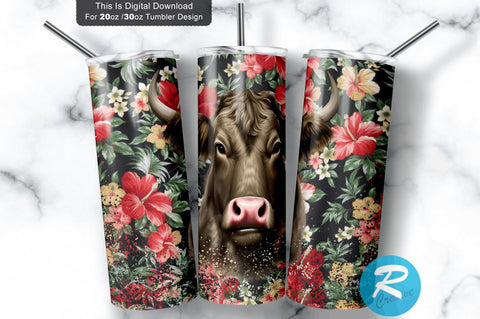 Highland Cow 20 oz / 30 oz Tumbler PNG Sublimation Regulrcrative 