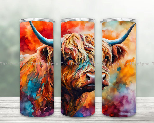 Highland Cow 20oz Sublimation Tumbler Designs Sublimation ToriDesigns 