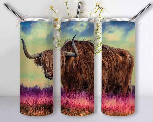 Highland Cow 20oz Tumbler Template, Cow Montana Tumbler Png, Western Tumbler Design, Highland Cow Sublimation Design, Digital Download Sublimation PixelChick 