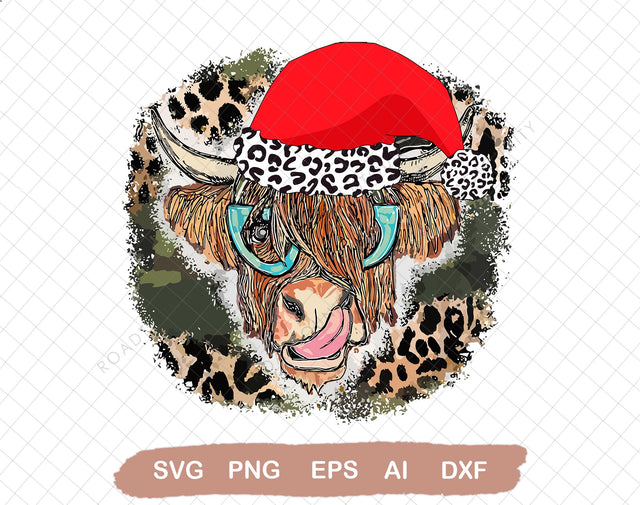 Highland Cow Cattle Cactus Western Christmas Lights | Western SVG Sublimations, Designs Downloads, SVG Clipart SVG DiamondDesign 