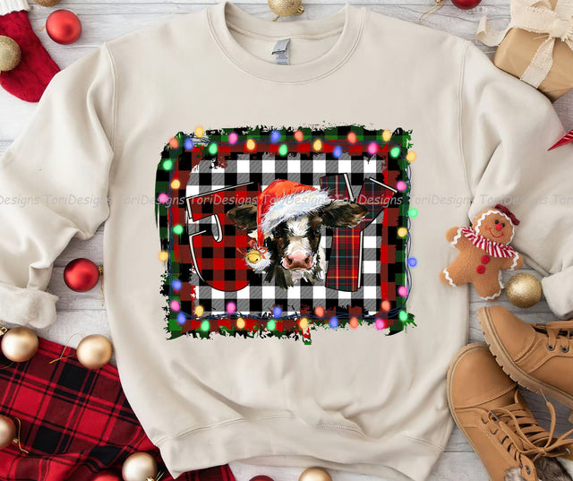 Highland Cow Christmas Plaid PNG Sublimation Design Sublimation ToriDesigns 
