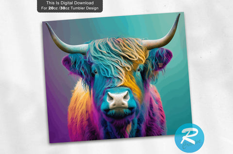 Highland Cow Colorful 20 oz / 30 oz Skinny Tumbler Sublimation Regulrcrative 