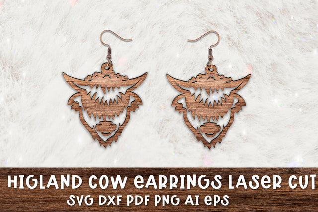 Highland Cow Earring SVG. Earrings Jewelry laser Cut File. SVG Samaha Design 