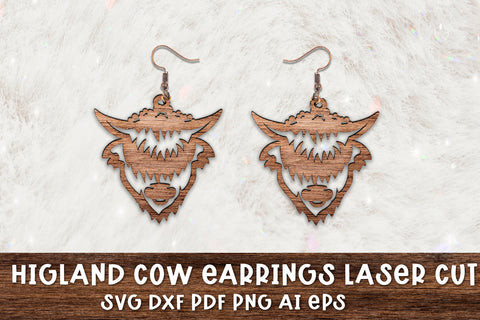 Highland Cow Earring SVG. Earrings Jewelry laser Cut File. SVG Samaha Design 