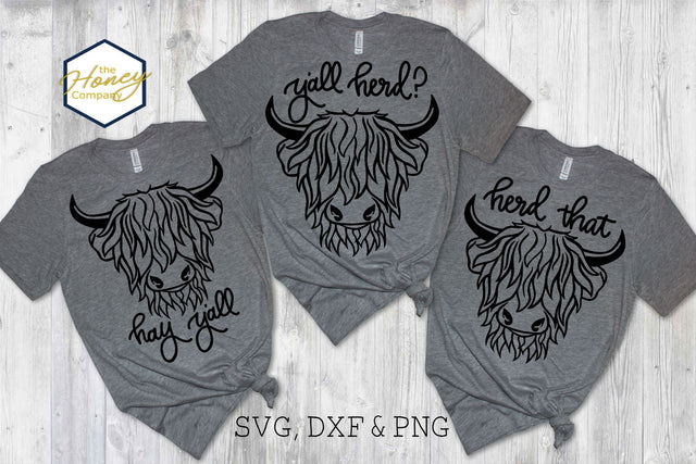 Highland Cow Funny SVG PNG DXF Bundle Herd That SVG The Honey Company 