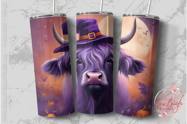 Highland Cow Halloween Tumbler wrap Sublimation Luvleigh Digitals 