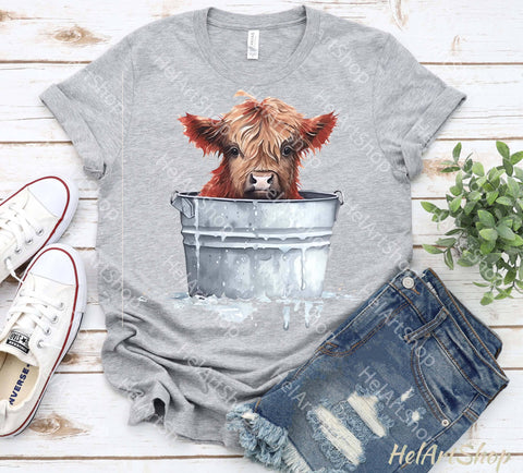 Highland Cow In a bucket Png, Sublimation Png Sublimation _HelArtShop_ 