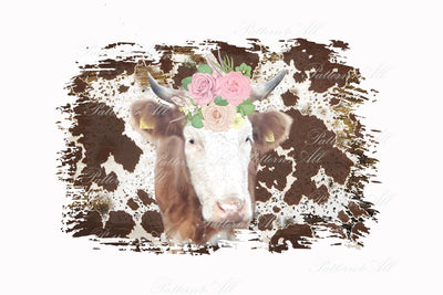 Highland Cow PNG, Cow Png, Highland Cow Clipart, Cow with Flowers, Cow Watercolor, Cow Clipart, Png, Transparent Bakground, Instant Download Digital Pattern ArtStudio 