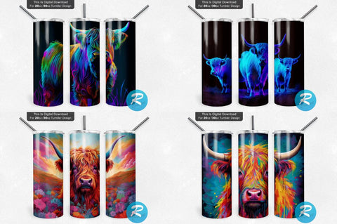 Highland Cow Png Tumbler Bundle Sublimation Regulrcrative 