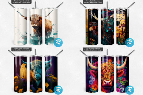 Highland Cow Png Tumbler Bundle Sublimation Regulrcrative 