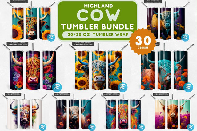 Highland Cow Png Tumbler Bundle Sublimation Regulrcrative 