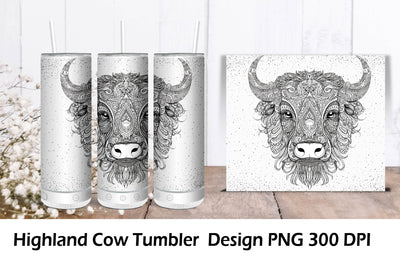 Highland Cow PNG Tumbler. Tumbler Wrap 20 oz Sublimation Sublimation Samaha Design 
