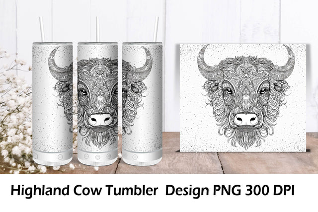 Highland Cow PNG Tumbler. Tumbler Wrap 20 oz Sublimation Sublimation Samaha Design 