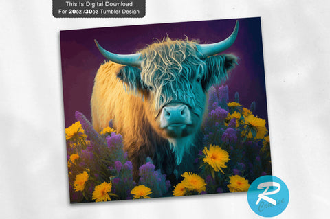 Highland Cow Shame Plant Flower 20 oz / 30 oz Skinny Tumbler Sublimation Regulrcrative 