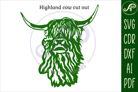 Highland cow sign svg laser cut template SVG APInspireddesigns 