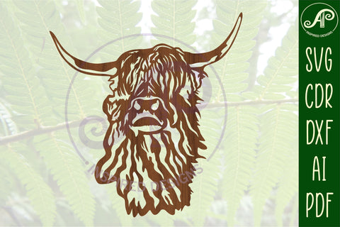 Highland cow sign svg laser cut template SVG APInspireddesigns 