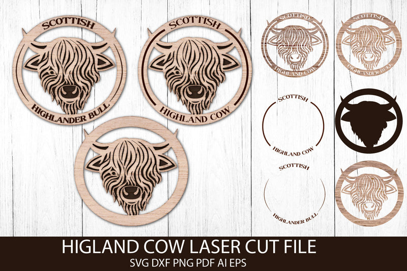 Highland Cow SVG Design. Farmhouse Sign. Laser Cut File. SVG Samaha Design 