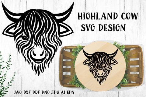 Highland Cow SVG Design. Farmhouse Sign SVG. Cut File. SVG Samaha Design 