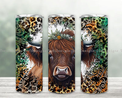 Highland Cow Tumbler Png, Highland Cow 20oz Skinny Tumbler Sublimation Designs, 20oz Western Tumbler Png, Western PNG File, Highland Cow Tumbler Design Sublimation ToriDesigns 