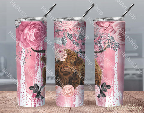 Highland Cow Tumbler PNG Sublimation, SKINNY TUMBLER Png Sublimation _HelArtShop_ 