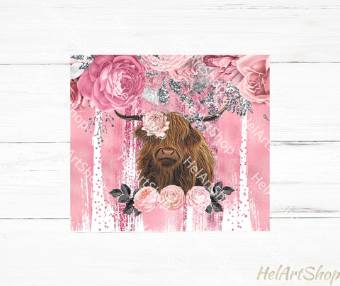 Highland Cow Tumbler PNG Sublimation, SKINNY TUMBLER Png Sublimation _HelArtShop_ 