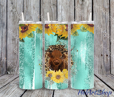 Highland Cow Tumbler PNG Sublimation, Skinny Tumbler Png Sublimation _HelArtShop_ 